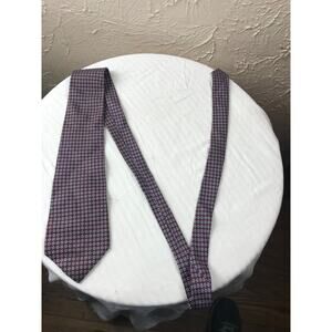 POLO By RALPH LAUREN Burgandy Geometric Neck Tie Mens 100% Silk Made In‎ USA